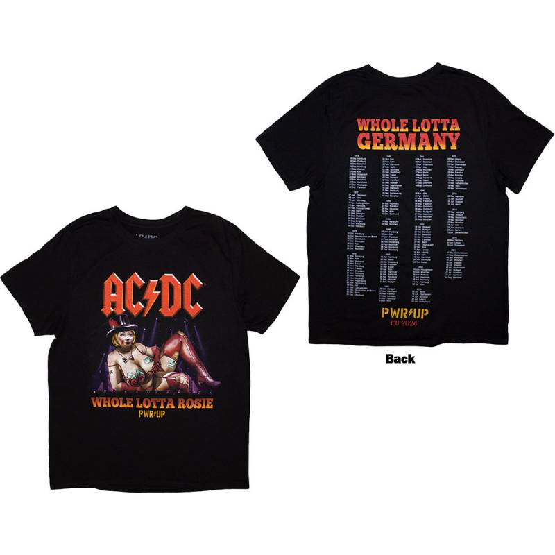【予約商品】AC/DC バンドTシャツ ユニセックス: Whole Lotta Germany PWR-UP EU Tour '24 (Black) (Back Print & Ex-Tour) - BLACK