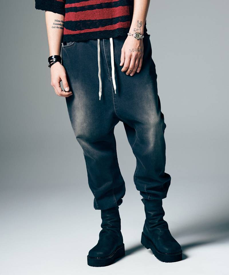 【予約商品】glamb(グラム) Knit Denim Pants / ニットデニムパンツ - Black