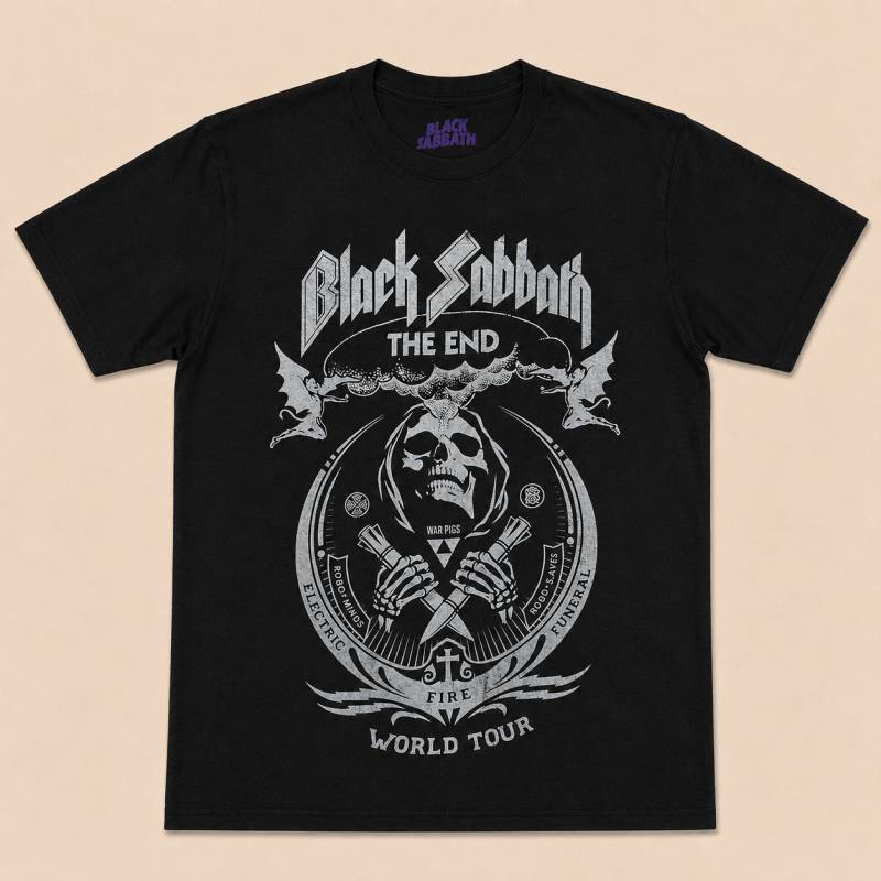 【予約商品】BLACK SABBATH バンドTシャツ ユニセックス: The End Mushroom Cloud (Black)
