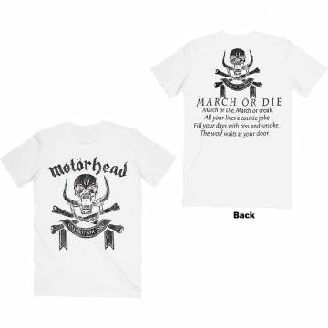 【予約商品】MOTORHEAD バンドTシャツ ユニセックス: March or Die (Back Print) - WHITE