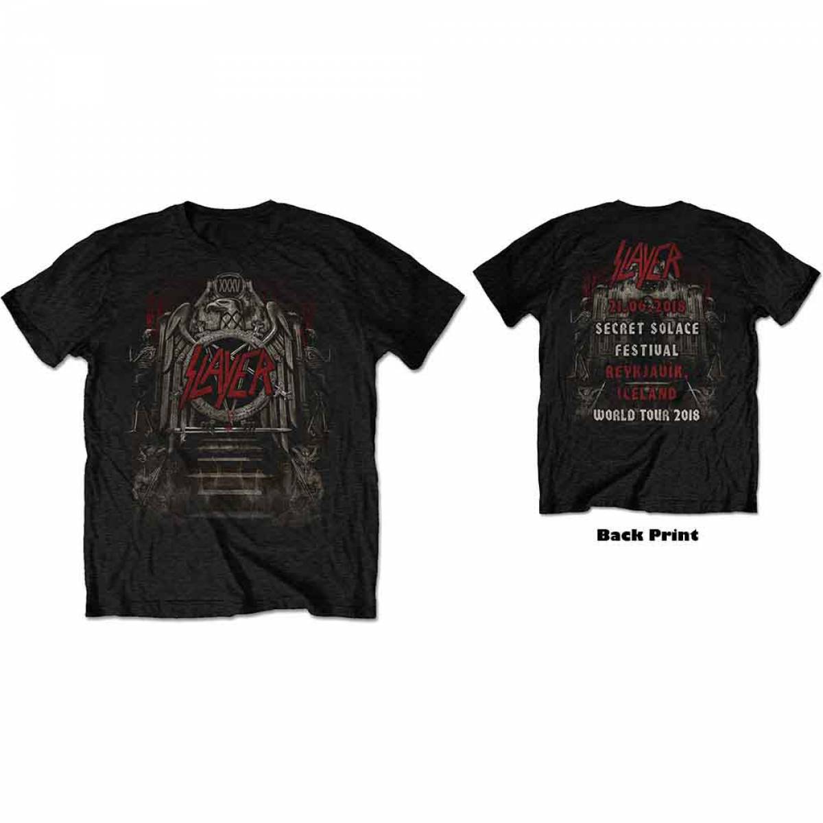 【予約商品】SLAYER バンドTシャツ ユニセックス: Eagle Grave 21/06/18 Iceland Event (Black) (Back Print & Ex-Tour) (Small) - BLACK
