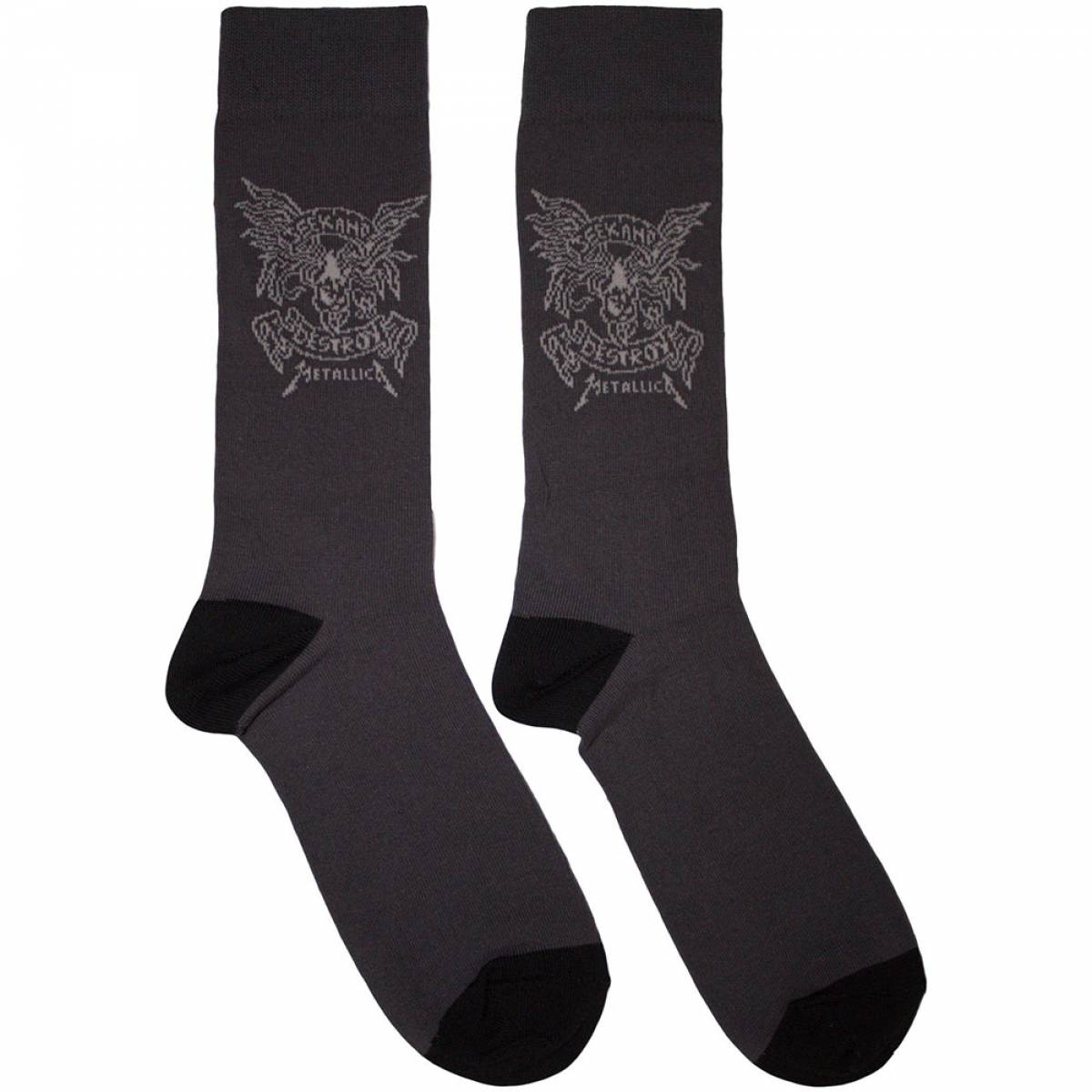 【予約商品】METALLICA Unisex Ankle Socks: Seek & Destroy (Charcoal Grey) (UK Size 6 - 11) - CHARCOAL GREY