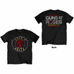 【予約商品】GUNS N' ROSES バンドTシャツ ユニセックス: Rose Circle Paradise City (Black) (Back Print)