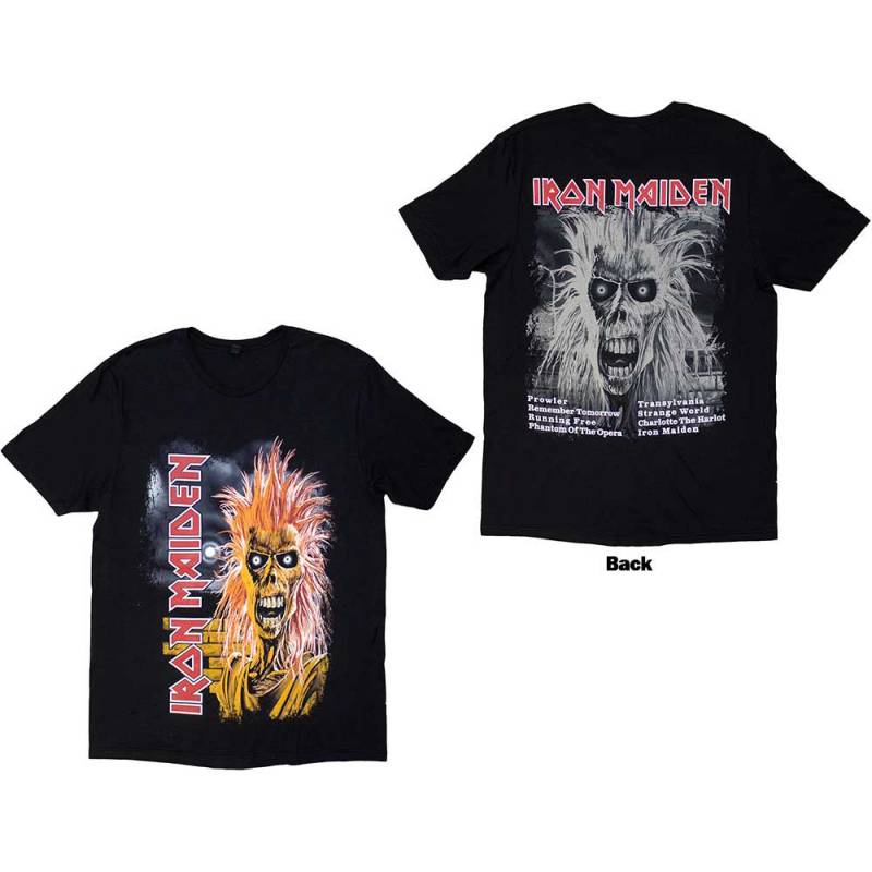 【予約商品】IRON MAIDEN バンドTシャツ ユニセックス: First Album Track list V.3. (Black) (Back Print)