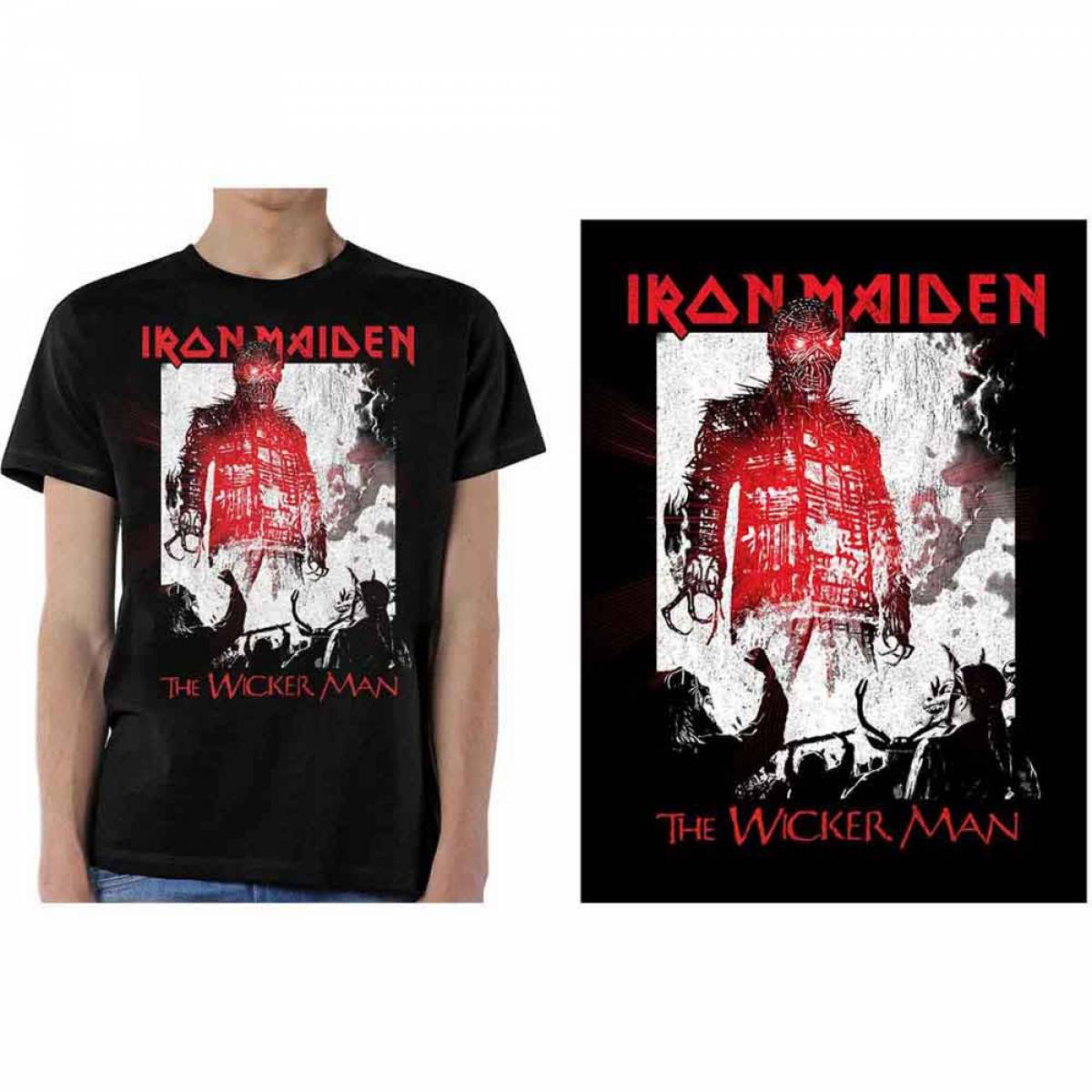 【予約商品】IRON MAIDEN バンドTシャツ ユニセックス: The Wicker Man Smoke - BLACK