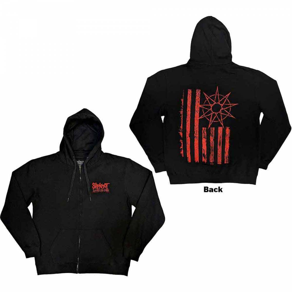 【予約商品】SLIPKNOT Unisex Zipped Hoodie: 9-Point Flag (Black) (Back Print) - BLACK