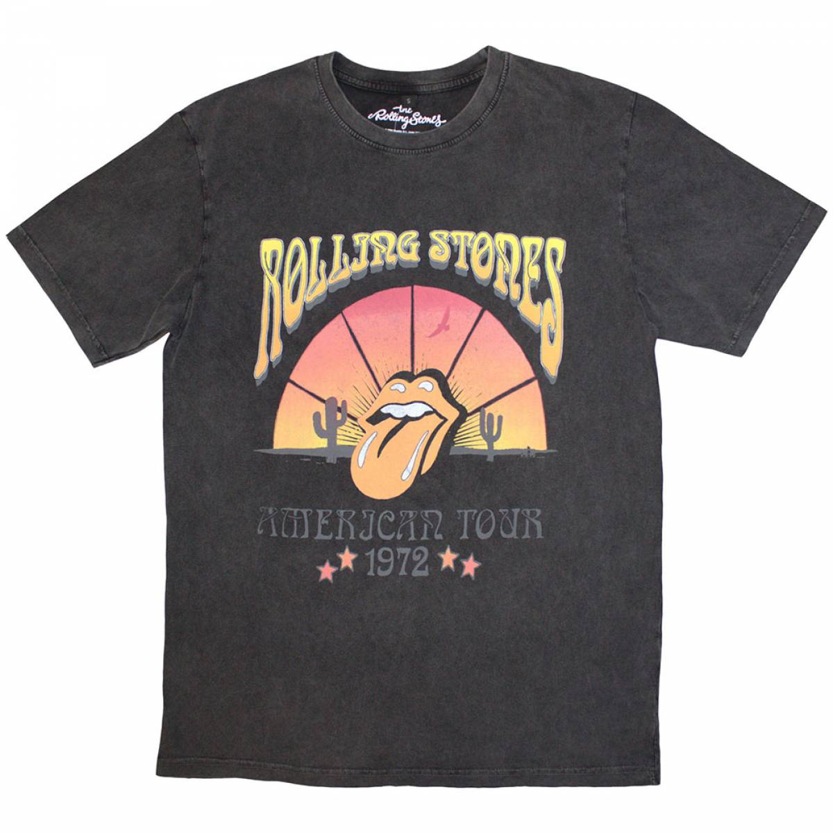 【予約商品】THE ROLLING STONES Unisex Stone Wash バンドTシャツ: Desert '72 (Charcoal Grey) - CHARCOAL GREY