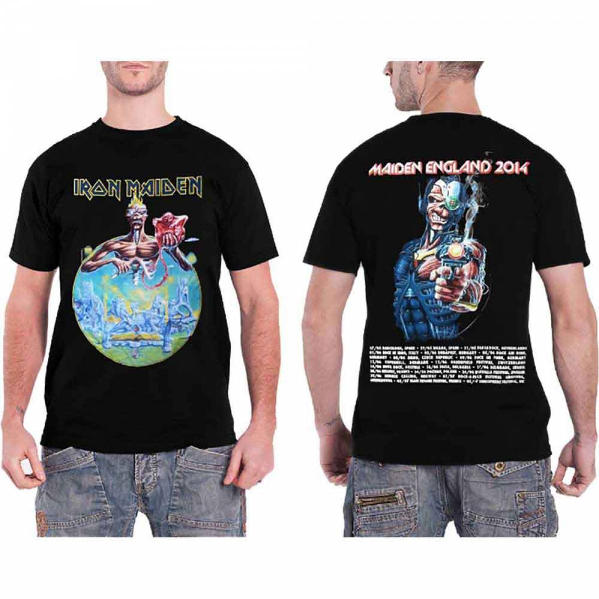 【予約商品】IRON MAIDEN バンドTシャツ ユニセックス: England 2014 Tour (Back Print) - BLACK