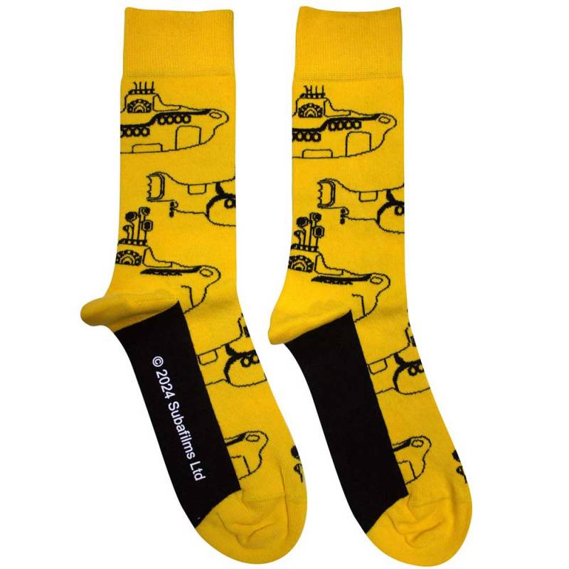 【予約商品】THE BEATLES Unisex Ankle Socks: Sub Outline Repeat (Yellow) (UK Size 7 - 11)