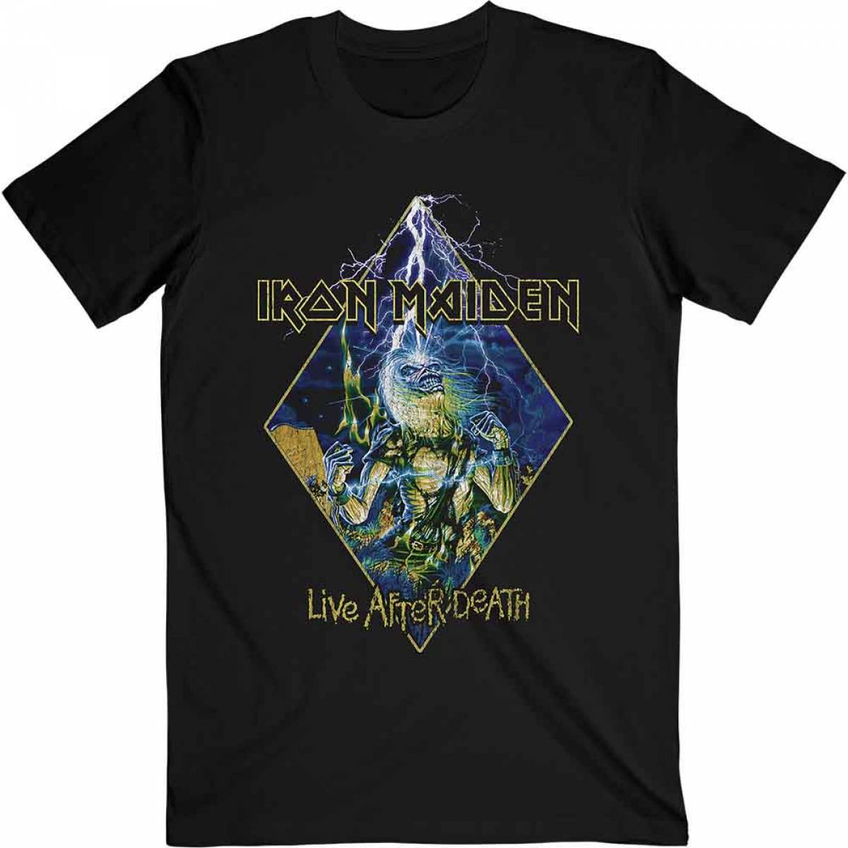 【予約商品】IRON MAIDEN バンドTシャツ ユニセックス: Live After Death Diamond - BLACK