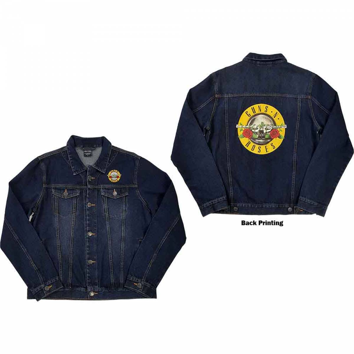 【予約商品】GUNS N' ROSES Unisex Denim Jacket: Classic Logo (Denim Blue) (Back Print) - DENIM BLUE