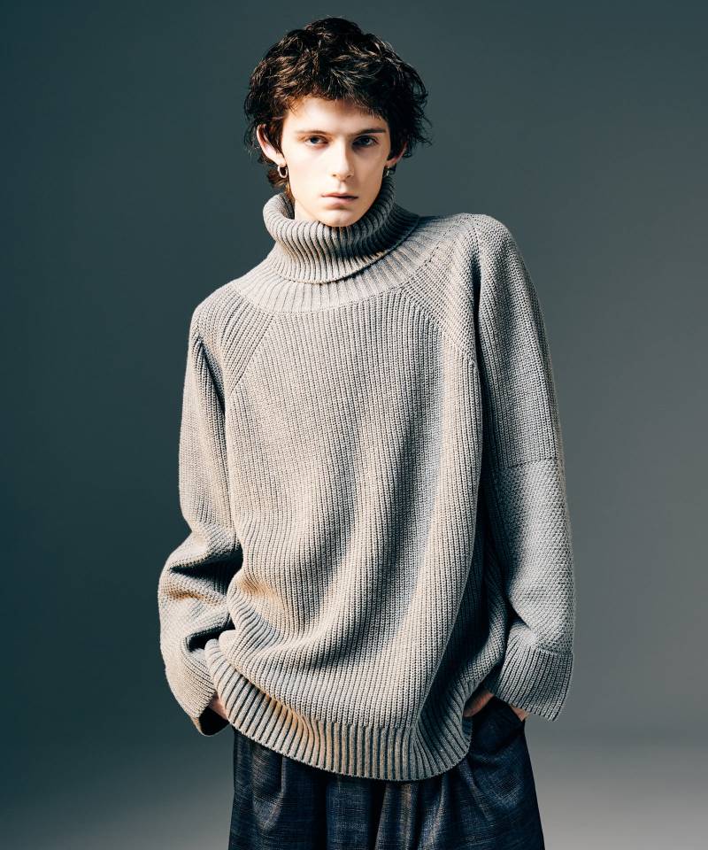 【予約商品】glamb(グラム)Sulman Turtle Neck Knit / サルマンタートルネックニット - Gray
