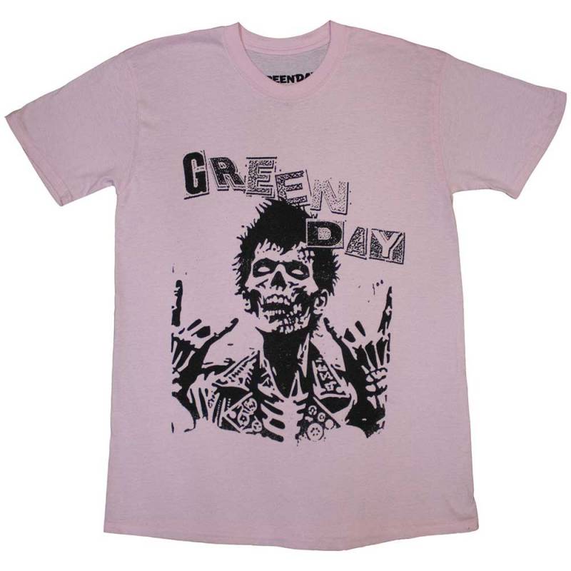 【予約商品】GREEN DAY バンドTシャツ ユニセックス: Savior Zombie (Pink) - PINK
