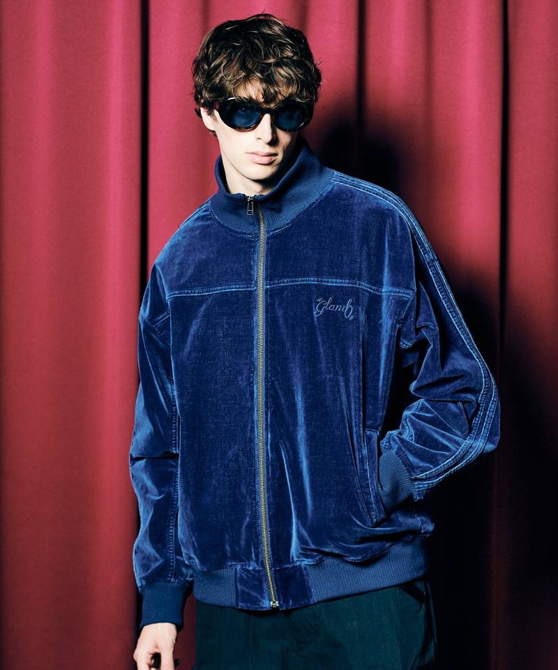 【予約商品】glamb Indigo Velveteen Track Jacket / インディゴヴェルヴェッティーントラックジャケット - Indigo
