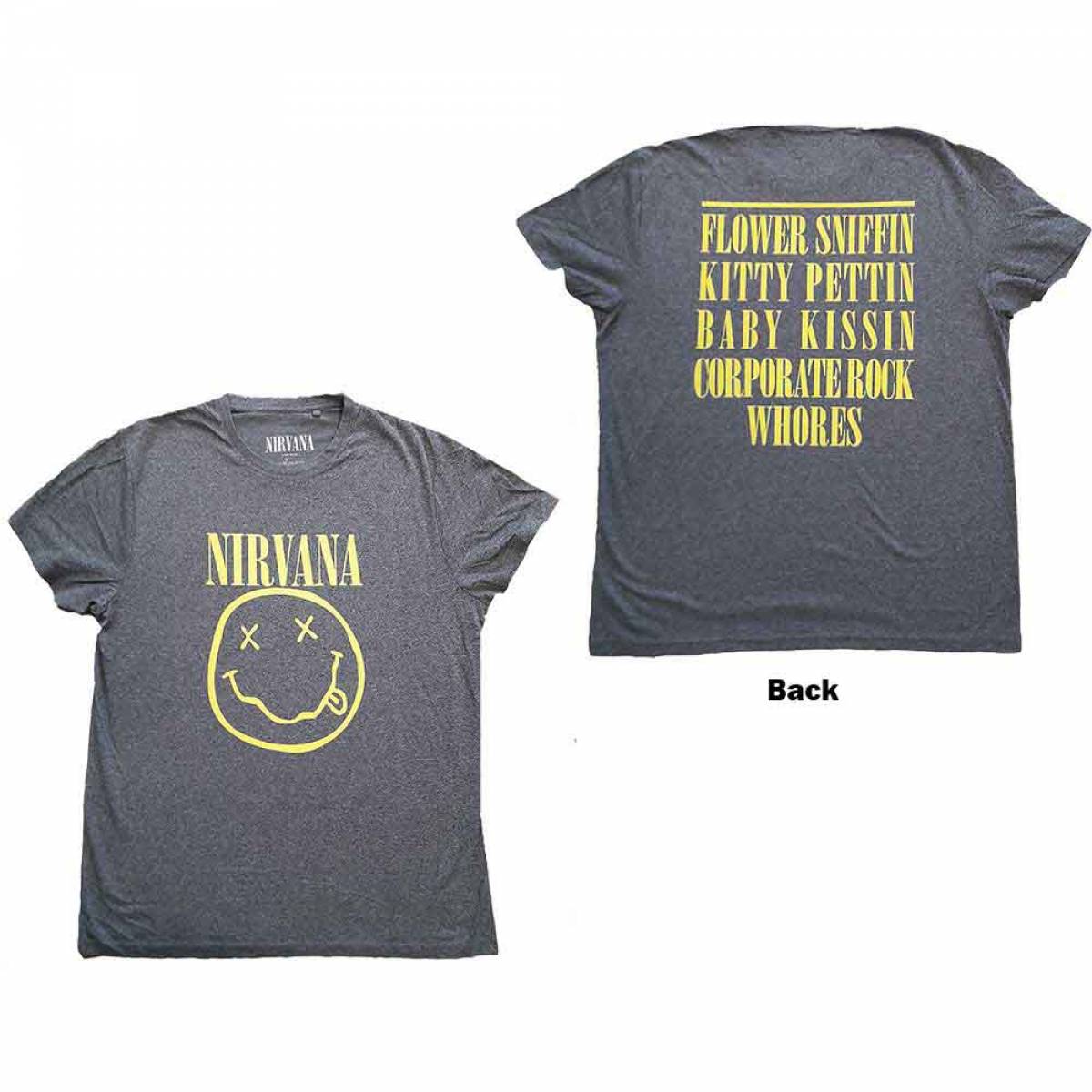 【予約商品】NIRVANA ユニセックスTシャツ: Yellow Happy Face (Back Print)