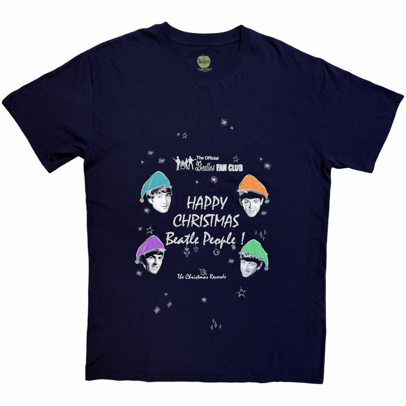 【予約商品】THE BEATLES バンドTシャツ ユニセックス: Happy Christmas (Navy Blue)