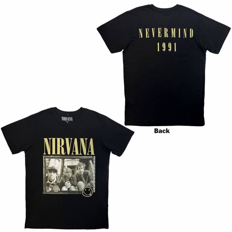 【予約商品】NIRVANA Unisex Premium Carbon バンドTシャツ: Nevermind '91 Hotel Photo (Black) (Back Print)