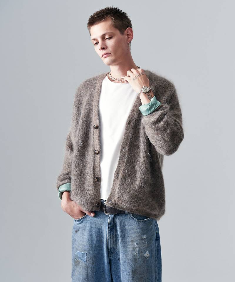 【予約商品】glamb(グラム)Blue Noise Mohair Cardigan / ブルーノイズモヘアカーディガン - Beige