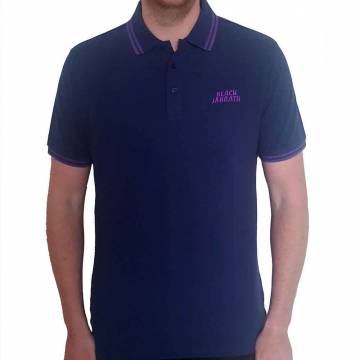 【予約商品】BLACK SABBATH Unisex Polo Shirt: Wavy Logo - NAVY BLUE