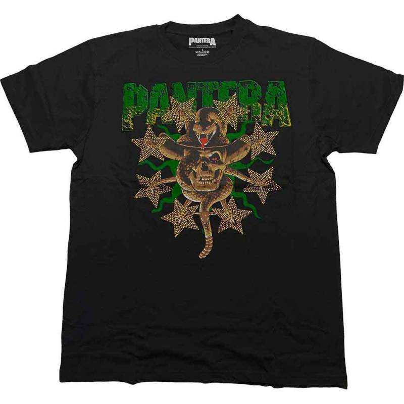 【予約商品】PANTERA バンドTシャツ ユニセックス: Skull & Snake (Black) (Embellished)