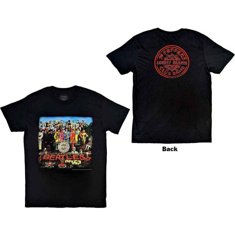 【予約商品】THE BEATLES バンドTシャツ ユニセックス: Vintage Sgt Pepper (Black) (Back Print)