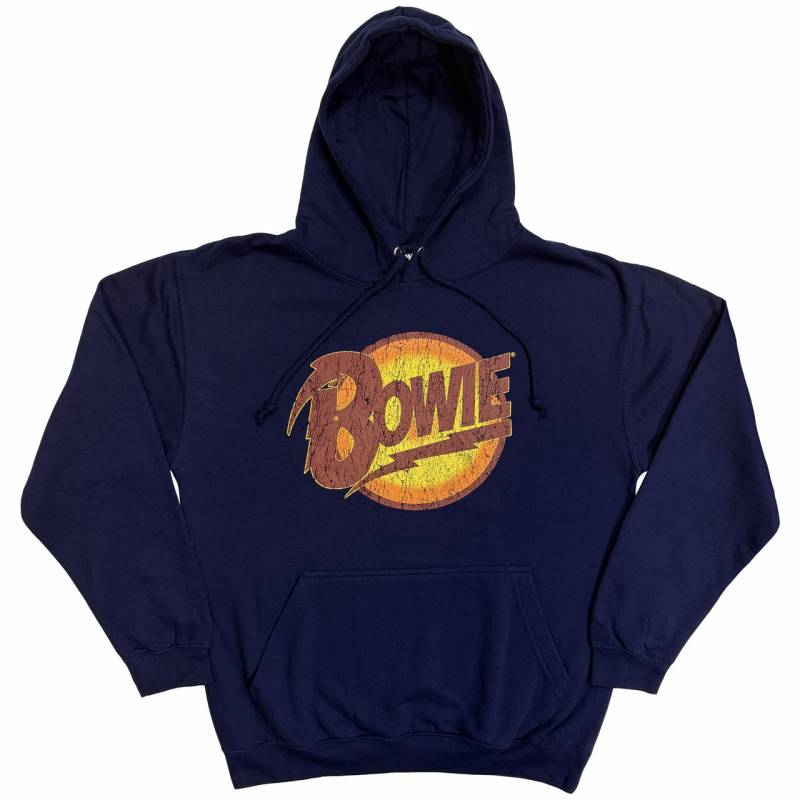 【予約商品】DAVID BOWIE Unisex Pullover Hoodie: Vintage Diamond Dogs Logo (Navy Blue)