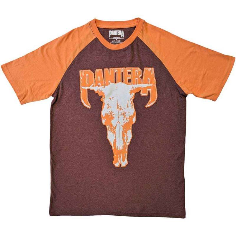 【予約商品】PANTERA Unisex Raglan バンドTシャツ: Skull (Brown & Orange)