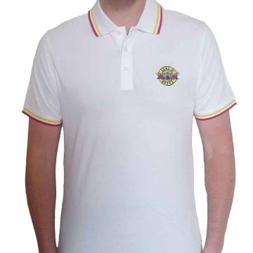 【予約商品】GUNS N' ROSES Unisex Polo Shirt: Classic Logo (White) - WHITE