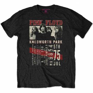 【予約商品】PINK FLOYD バンドTシャツ ユニセックス: Knebworth '75 (Black) - BLACK
