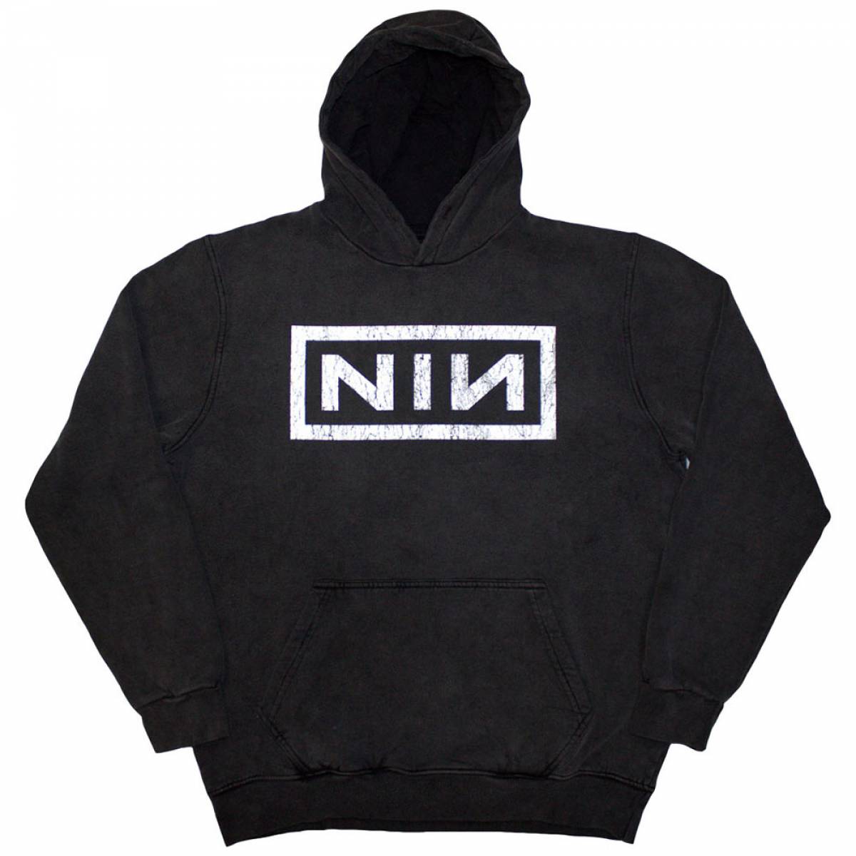 NINE INCH NAILS Unisex Pullover Hoodie: ClassicLogo(WashCollection) - CHARCOAL