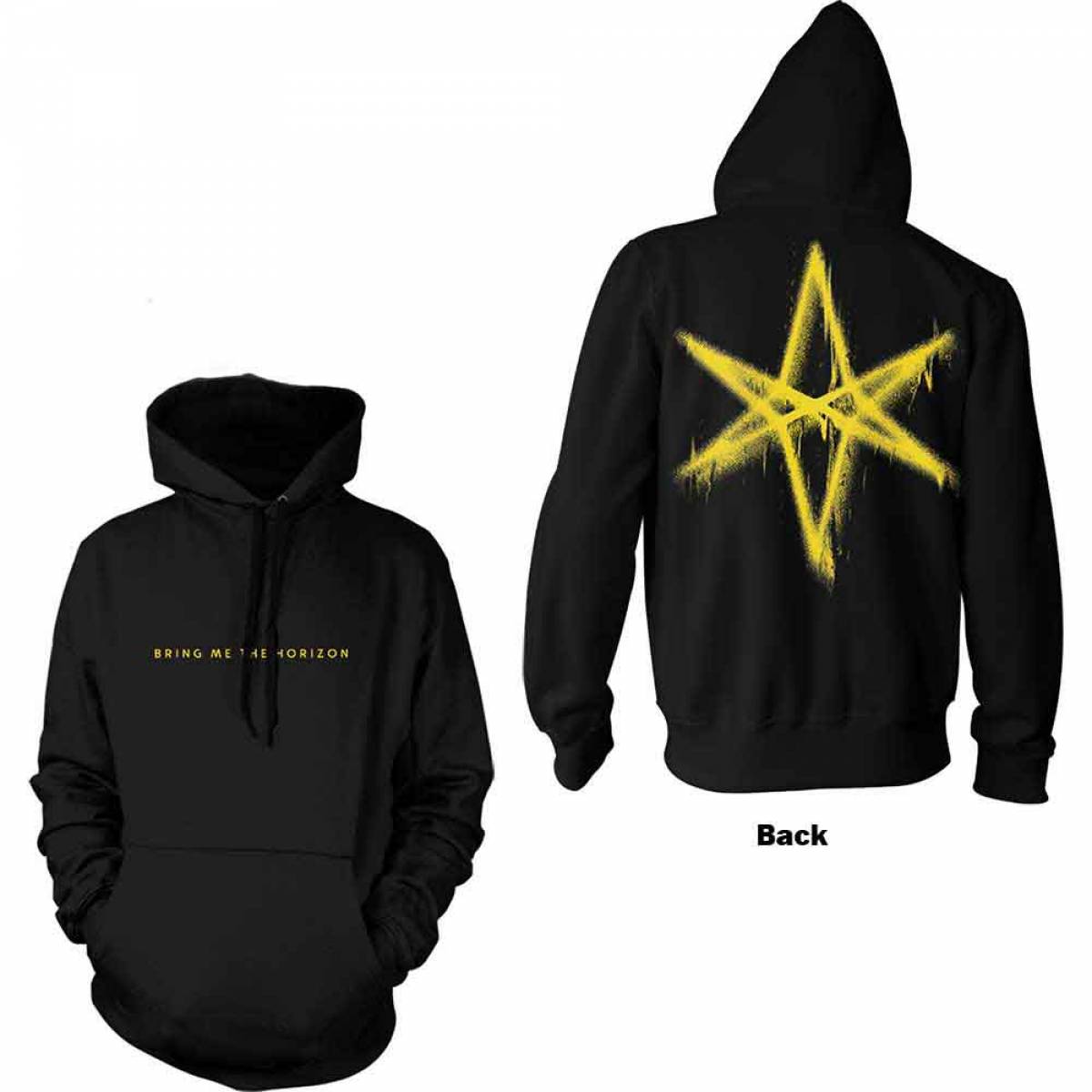 BRING ME THE HORIZON Unisex Pullover Hoodie: Spray Hex (Back Print) - BLACK