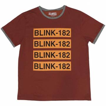 【予約商品】BLINK-182 Unisex Ringer Tシャツ: Logo Repeat - Burgundy