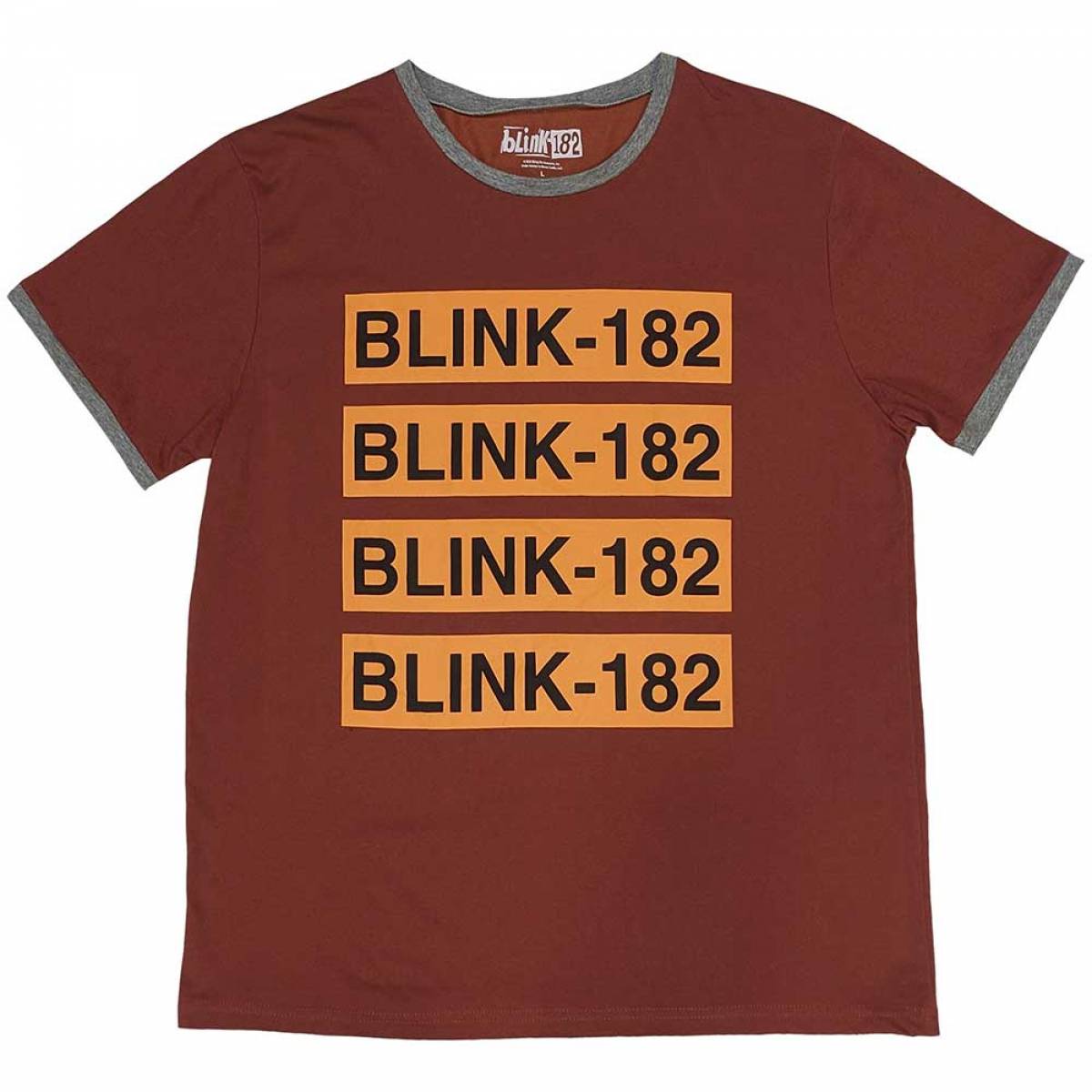 【予約商品】BLINK-182 Unisex Ringer Tシャツ: Logo Repeat - Burgundy