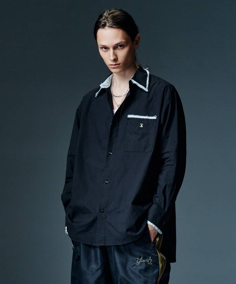 【予約商品】glamb(グラム) Eaten Apple Layered Shirt / イートゥンアップルレイヤードシャツ - Black