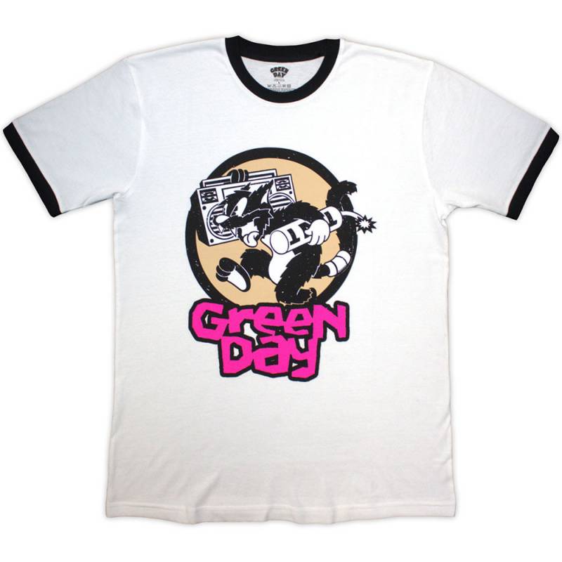 GREEN DAY Unisex Ringer バンドTシャツ: Revolution TNT (White)
