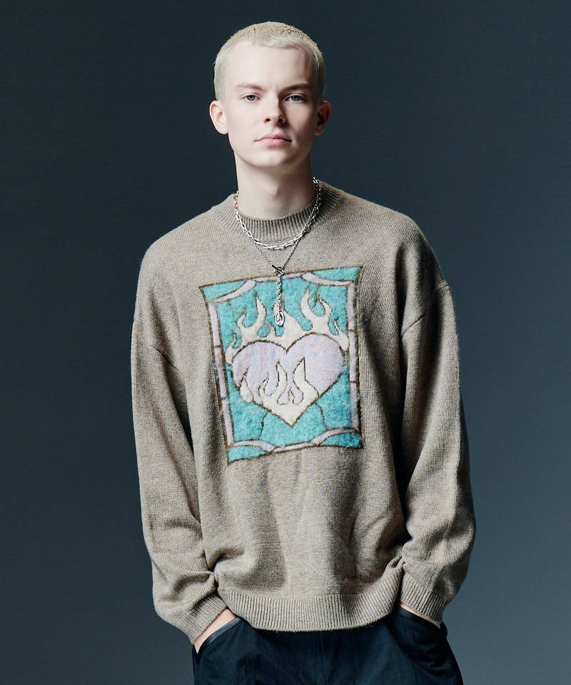 【予約商品】glamb(グラム) Jacquard Pullover Knit / ジャガードプルオーバーニット - Beige