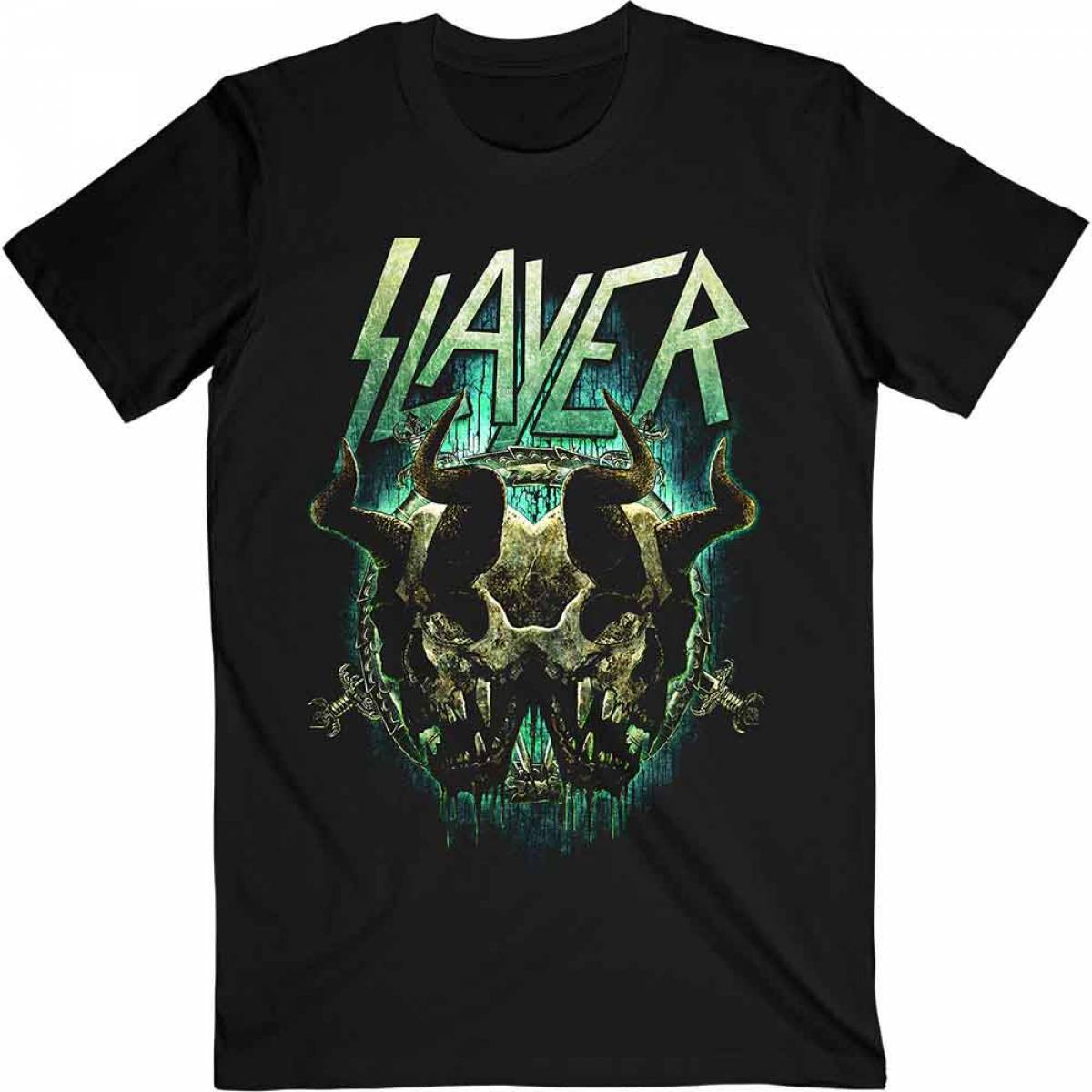 【予約商品】SLAYER バンドTシャツ ユニセックス: Daemonic Twin (Black) - BLACK
