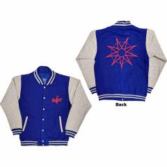 【予約商品】SLIPKNOT Unisex Varsity Jacket: 9 Point Star (Blue & Grey) (Back Print) - BLUE & GREY