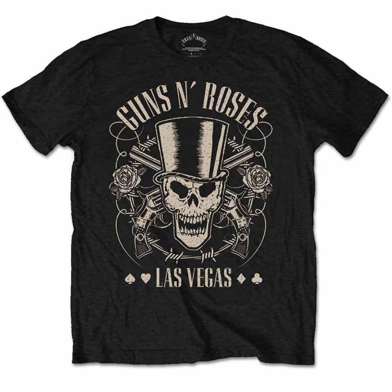 【予約商品】GUNS N' ROSES バンドTシャツ ユニセックス: Top Hat, Skull & Pistols Las Vegas (Black)