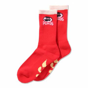 【予約商品】PUNK DRUNKERS (パンクドランカーズ)ヒゲおやじ靴下 - RED