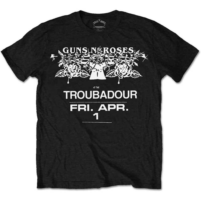 【予約商品】GUNS N' ROSES バンドTシャツ ユニセックス: Troubadour Flyer (Black)