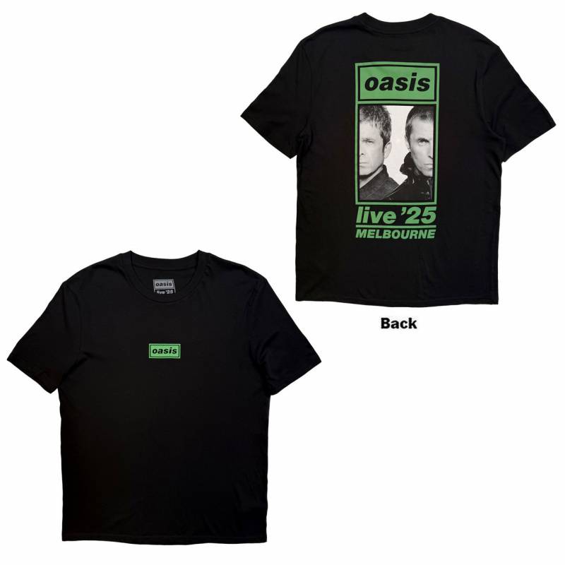 【予約商品】OASIS バンドTシャツ ユニセックス: Melbourne Half Faces Fan Store (Black) (Back Print & Ex-Tour)