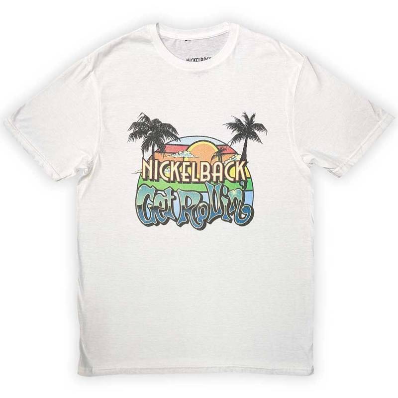 【予約商品】NICKELBACK バンドTシャツ ユニセックス: Get Rollin' Sunset (White)