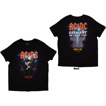 【予約商品】AC/DC バンドTシャツ ユニセックス: PWR-UP Germany EU Tour '24 (Back Print & Ex-Tour) - BLACK