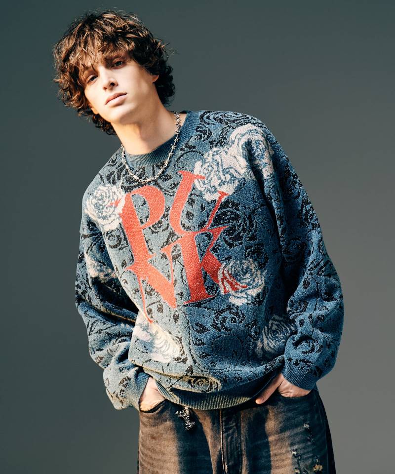 【予約商品】glamb(グラム)Punk Flower Knit / パンクフラワーニット - Blue