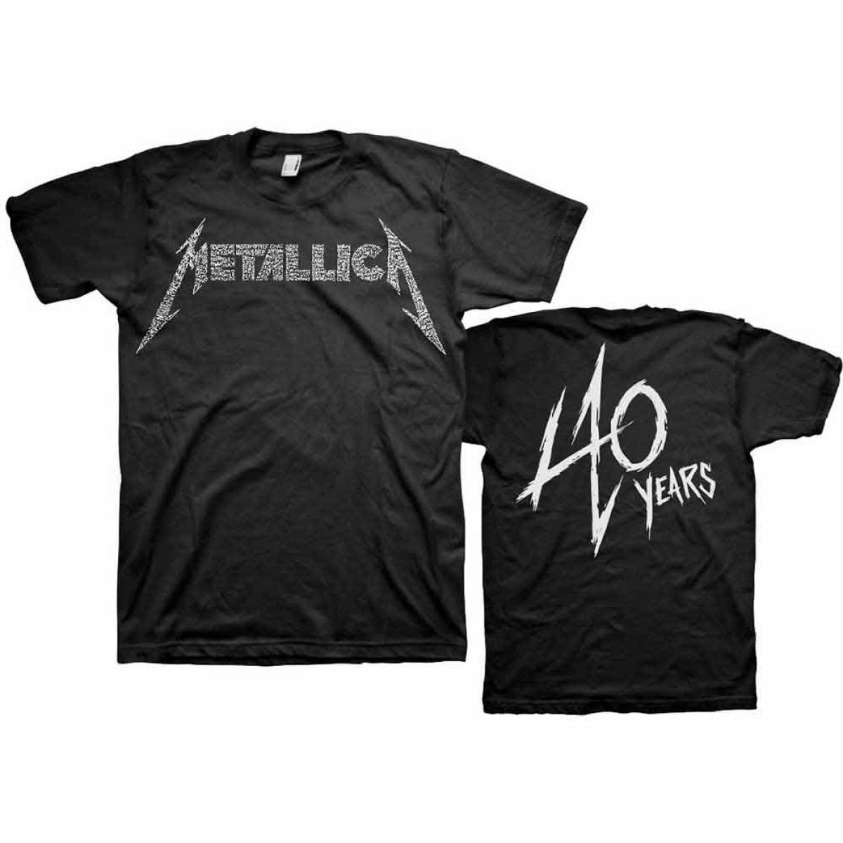 【予約商品】METALLICA バンドTシャツ ユニセックス: 40th Anniversary Songs Logo (Black) (Back Print) - BLACK