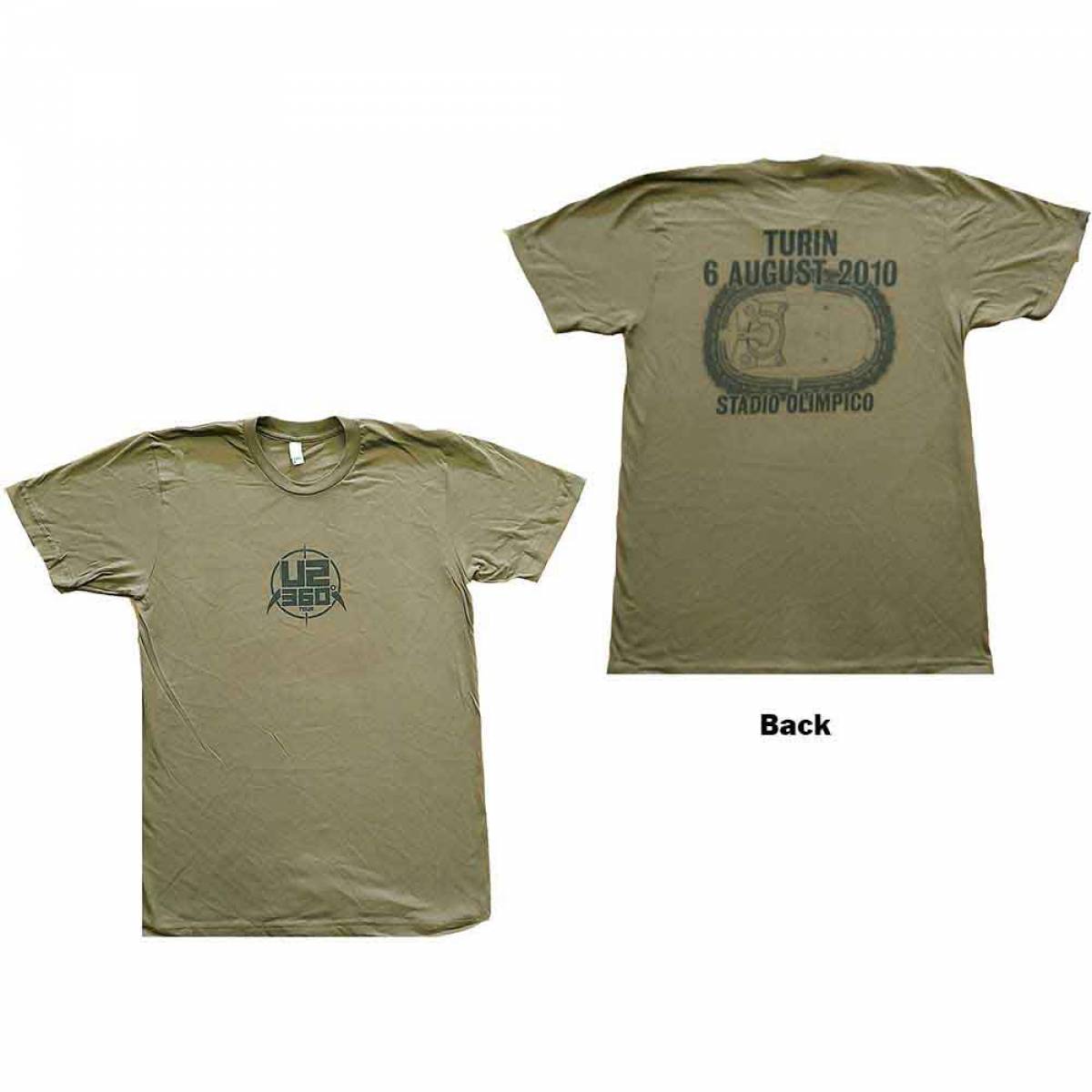 【予約商品】U2 バンドTシャツ ユニセックス: 360 Degree Tour Turin 2010 (Green) (Back Print & Ex-Tour) - GREEN