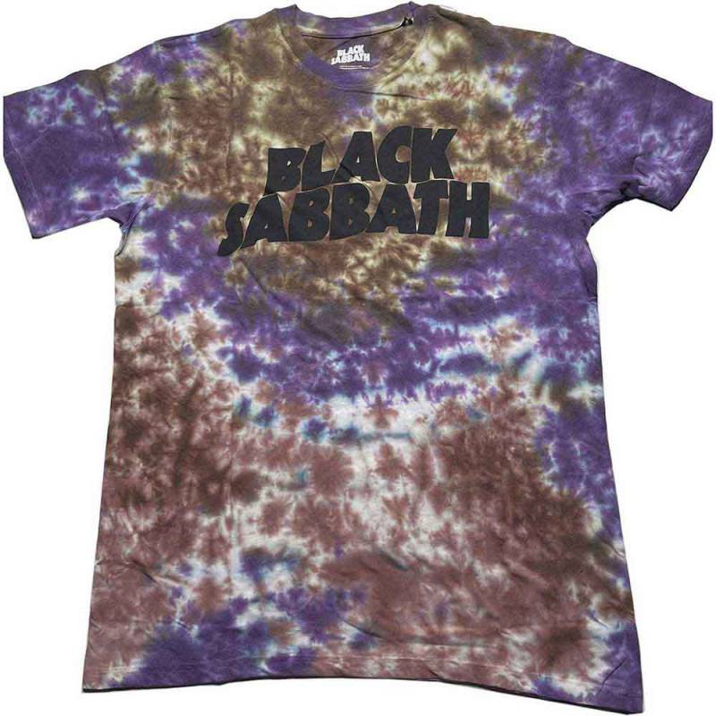 【予約商品】BLACK SABBATH バンドTシャツ ユニセックス: Wavy Logo (Purple & Brown) (Wash Collection)