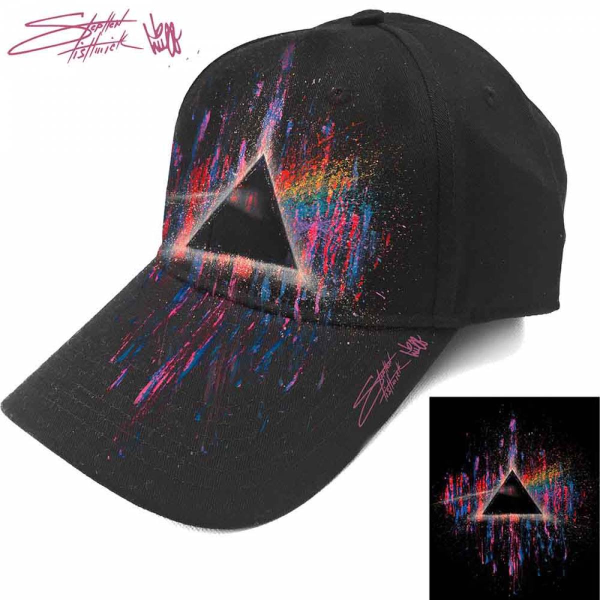 PINK FLOYD Unisex Baseball Cap: Dark Side of the Moon Pink Splatter - BLACK