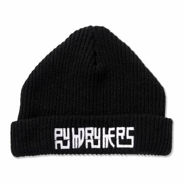 【予約商品】PUNK DRUNKERS (パンクドランカーズ)角ロゴニットCAP - BLACK